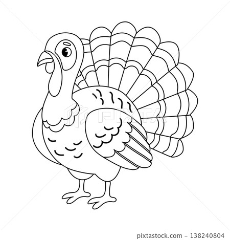 Cartoon turkey bird line art illustration for kids coloring book and thanksgiving design vector Cartoon turkey bird line art illustration for kids coloring book and thanksgiving design vector 138240804