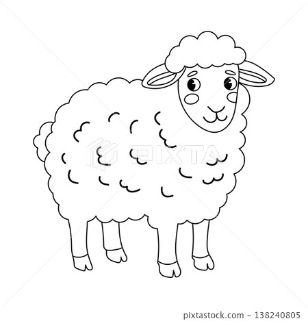 Simple cartoon sheep line art illustration for kids coloring page activity book design element Simple cartoon sheep line art illustration for kids coloring page activity book design element 138240805
