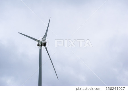 Wind Turbine Turning in Clear Sky Landscape 138241027