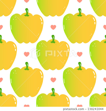 Yellow bell peppers and hearts seamless pattern Yellow bell peppers and hearts seamless pattern 138241044