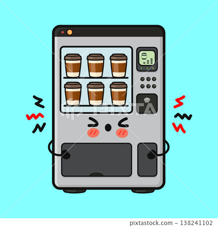 Cute coffee vending machine cartoon shaking with frustration 138241102