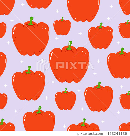 Red bell pepper seamless pattern on purple background Red bell pepper seamless pattern on purple background 138241186