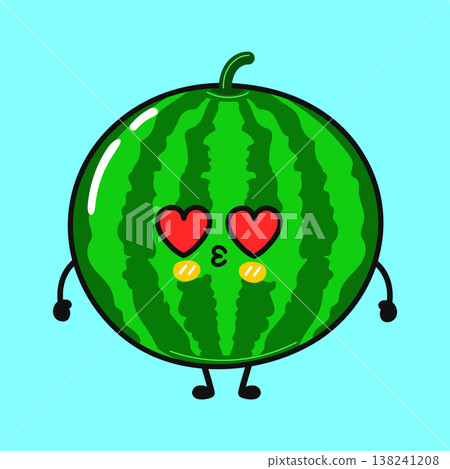 Watermelon kawaii character sending hearts and kiss 138241208