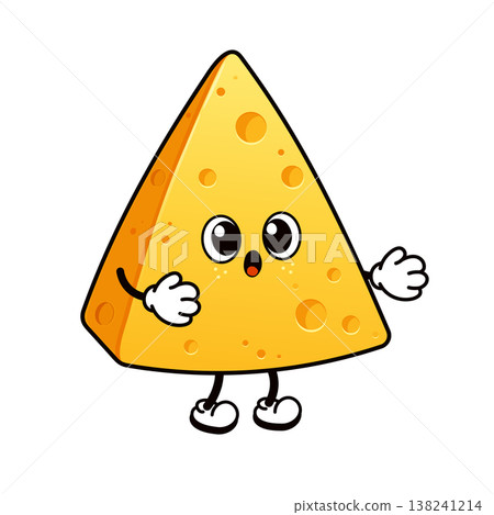 Cheese character mascot with surprised expression Cheese character mascot with surprised expression 138241214