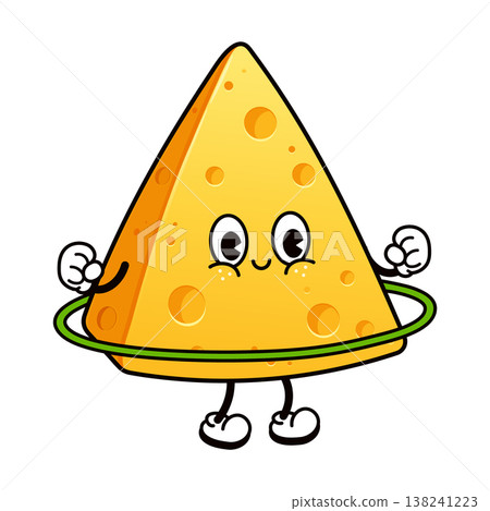 Cute cheese character hula hooping doing fitness exercise Cute cheese character hula hooping doing fitness exercise 138241223