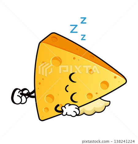 Cheese character sleeping peacefully with zzz symbol Cheese character sleeping peacefully with zzz symbol 138241224
