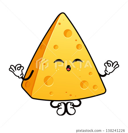 Cartoon cheese meditation character finding zen balance Cartoon cheese meditation character finding zen balance 138241226
