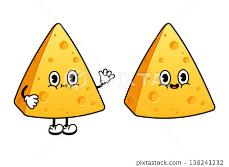 Happy cartoon cheese nachos slice character waving hand 138241232