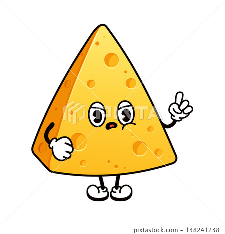 Cartoon cheese character raising finger thinking 138241238