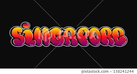 Singapore bubble letters graffiti style typography vector 138241244