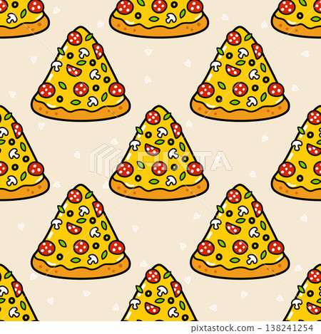 Pizza slices cheerful seamless pattern background design Pizza slices cheerful seamless pattern background design 138241254