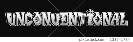 Unconventional word lettering in bold 3D graffiti style Unconventional word lettering in bold 3D graffiti style 138241784