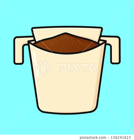 Drip coffee bag with ground coffee brewing for breakfast 138241815