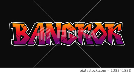 Bangkok text typography Street art vibrant graffiti lettering Bangkok text typography Street art vibrant graffiti lettering 138241828