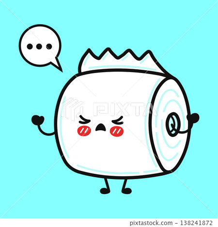 Grumpy toilet paper roll character having a thought Grumpy toilet paper roll character having a thought 138241872