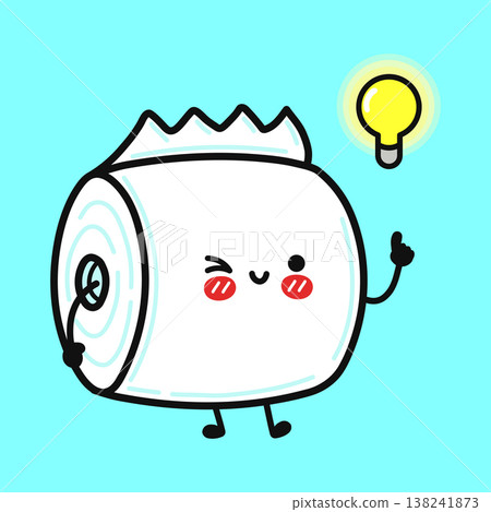 Toilet paper character having good idea inspiration 138241873