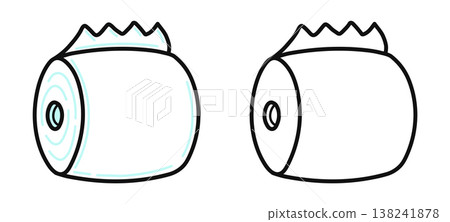 Cartoon toilet paper roll featuring simple illustration and hygiene concept Cartoon toilet paper roll featuring simple illustration and hygiene concept 138241878