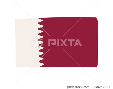 Cute Qatar flag icon, hand-drawn style flag illustration 138242005