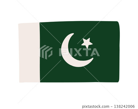Cute Pakistani flag icon, hand-drawn style flag illustration Cute Pakistani flag icon, hand-drawn style flag illustration 138242006