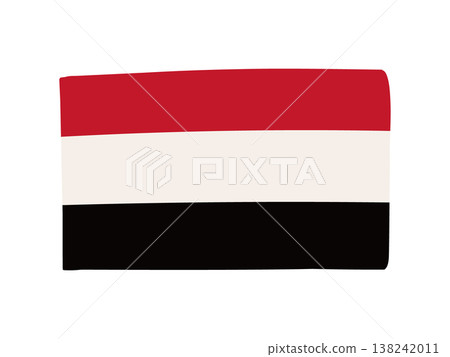 Cute Yemeni flag icon, hand-drawn style flag illustration Cute Yemeni flag icon, hand-drawn style flag illustration 138242011