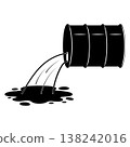 Black oil barrel leak silhouette industrial spill pollution, petroleum leakage 138242016