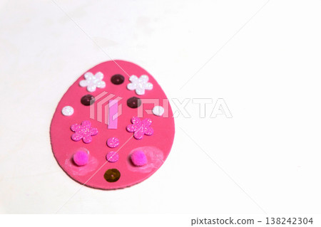 Flat lay of easter craft supplies for kids sensory play and education Flat lay of easter craft supplies for kids sensory play and education 138242304
