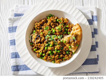 keema matar with minced meat, peas and naan keema matar with minced meat, peas and naan 138242405