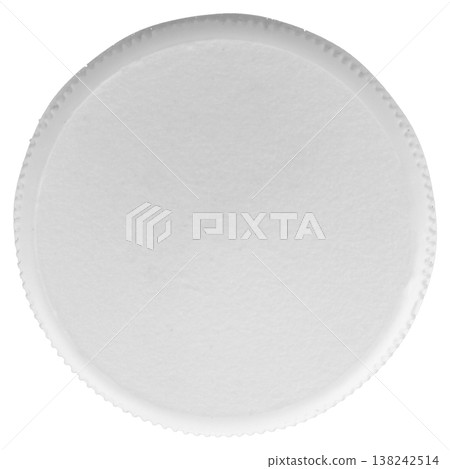 white plastic bottle cap on white background 138242514