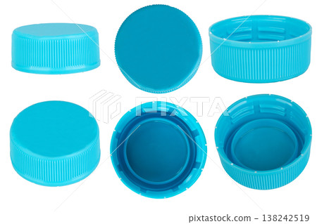 blue plastic bottle cap on white background blue plastic bottle cap on white background 138242519