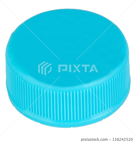 blue plastic bottle cap on white background 138242520