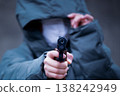 Suspicious person holding a gun: Image of youth crime 138242949