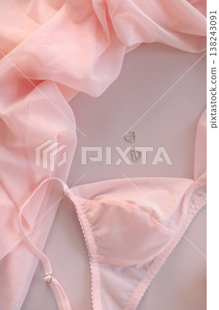 Woman's lingerie on the bed sheets. Lace sexy female underwear. Beauty, fashion blogger concept. Female bra, panties, erotic clothes. Lingerie advertising Woman's lingerie on the bed sheets. Lace sexy female underwear. Beauty, fashion blogger concept. Female bra, panties, erotic clothes. Lingerie advertising 138243091