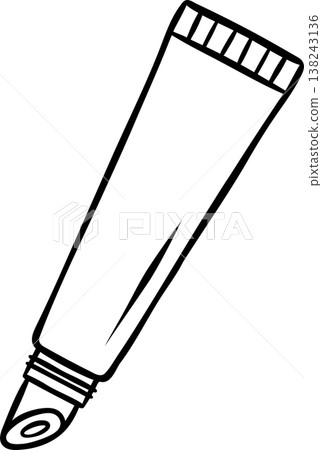 Doodle style lip gloss tube with simple outline. Clean vector of makeup product for beauty packaging or design 138243136