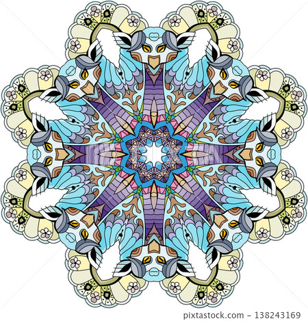 Colorful cute Mandalas. Decorative unusual round ornaments. Colorful cute Mandalas. Decorative unusual round ornaments. 138243169