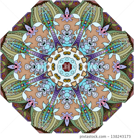 Colorful cute Mandalas. Decorative unusual round ornaments. Colorful cute Mandalas. Decorative unusual round ornaments. 138243173