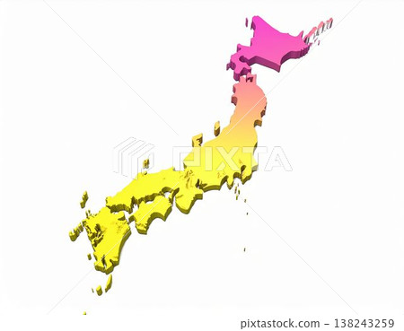 Gradient map of Japan - yellow & pink (AI-generated image) 138243259