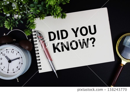 Did You Know? text with alarm clock and magnifying glass Did You Know? text with alarm clock and magnifying glass 138243770