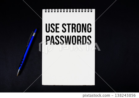 Use Strong Passwords text written on notepad Use Strong Passwords text written on notepad 138243856