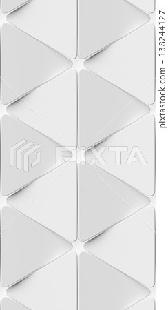 White abstract wallpaper featuring geometric shapes with triangles in the foreground. A texture with a repeating geometric pattern in a sci-fi style. 138244127