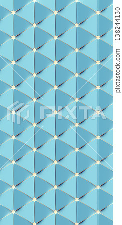 Cyan abstract wallpaper featuring geometric shapes with triangles in the foreground. A texture with a repeating sci-fi-style geometric pattern and white highlighting 138244130