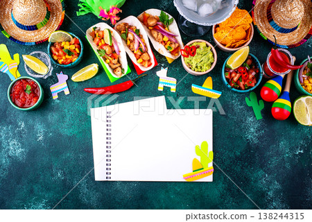 Cinco de Mayo concept with traditional Mexican food Cinco de Mayo concept with traditional Mexican food 138244315