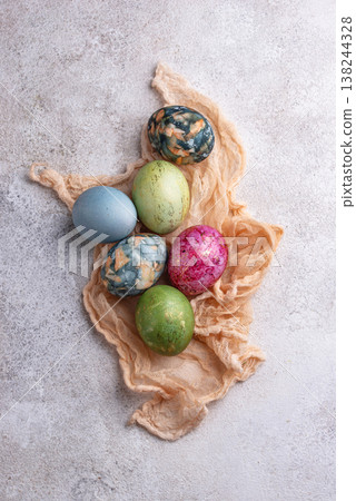 Easter eggs painted with natural dye 138244328