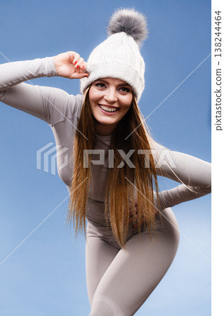 woman in thermal underwear woman in thermal underwear 138244464