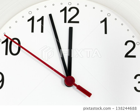 Closeup clock ticking showing twelve hours 138244688