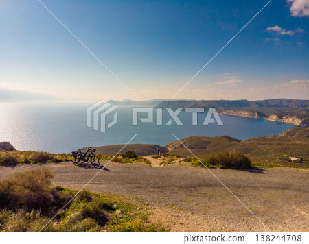 Bicycles on coast, Cabo de Gata, Spain Bicycles on coast, Cabo de Gata, Spain 138244708