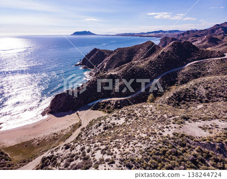 Sea coast landscape in Murcia Spain. Aerial view Sea coast landscape in Murcia Spain. Aerial view 138244724