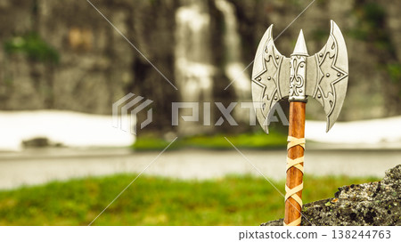 Viking accessory on nature, Norway 138244763
