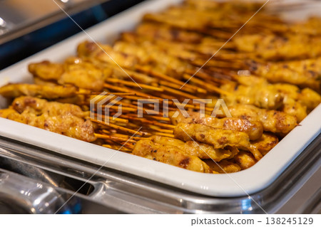 Barbecue pork Toast grill or Toast pork with Thai garnish nutrition preparation for cooking. Barbecue pork Toast grill or Toast pork with Thai garnish nutrition preparation for cooking. 138245129