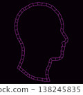 Glowing pink geometric human head profile vector illustration 138245835
