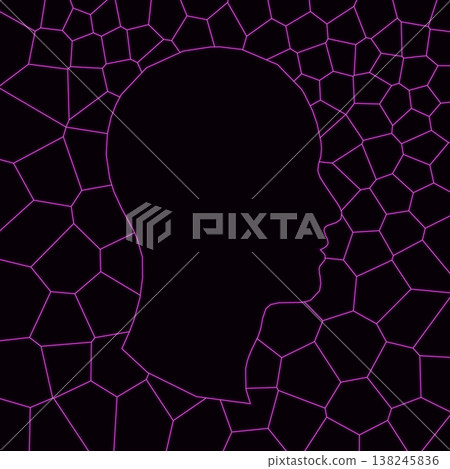 Abstract magenta mosaic human head profile digital art Abstract magenta mosaic human head profile digital art 138245836